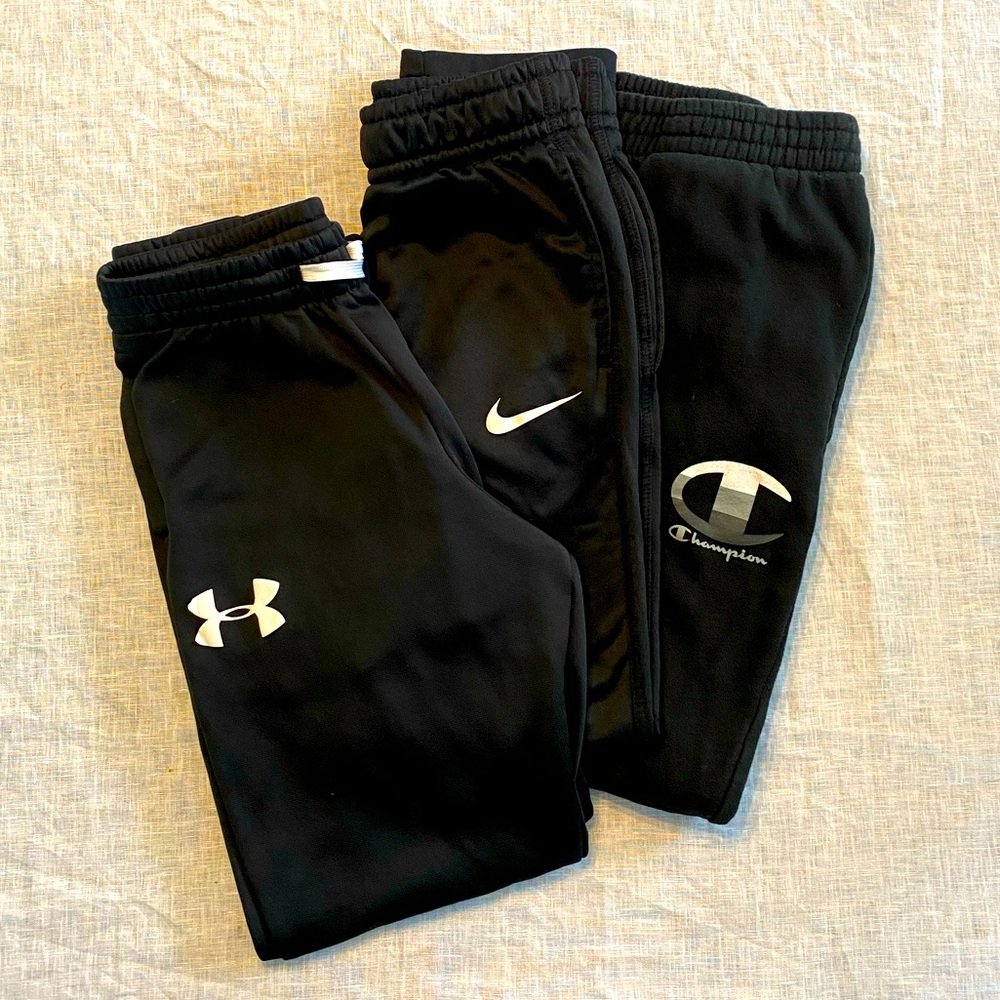 Three pair - boys size large sweatpants-Under armor, Nike, Champion